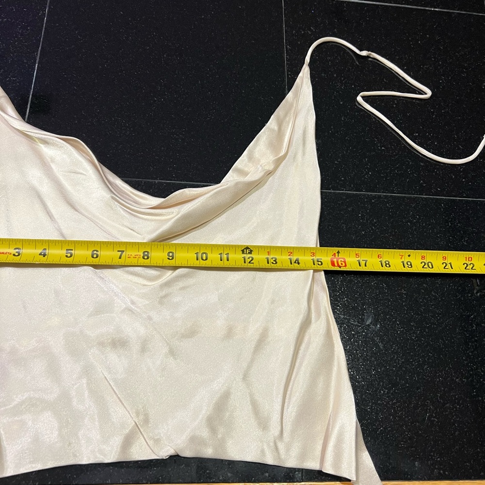 Zara Satin Cream Backless Deep Dive Tie Crop Top Size Medium - Picture 4 of 8